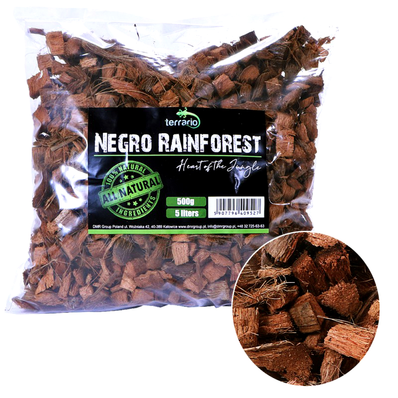 Podłoże 5l 500g Tropikalne zrąbki kokosa Terrarium Gady Terrario Negro Rainforest